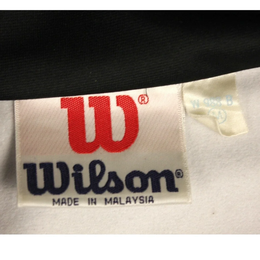 Vintage Wilson Tennis Warm-Up Jacket Mens M White Black Red Full‎ Zip Retro